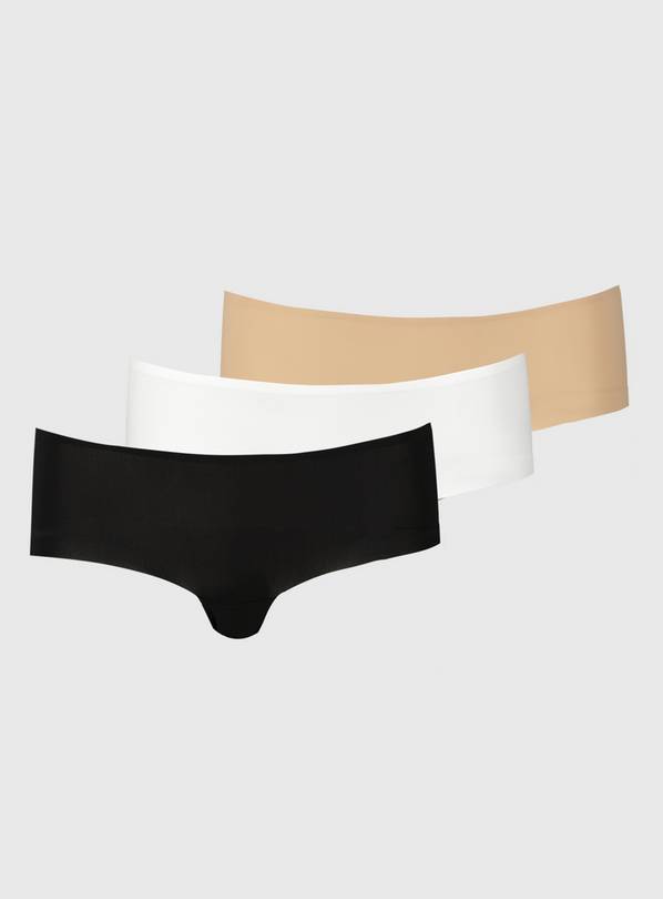 Black, White & Latte Nude No VPL Knicker Shorts 3 Pack - 6